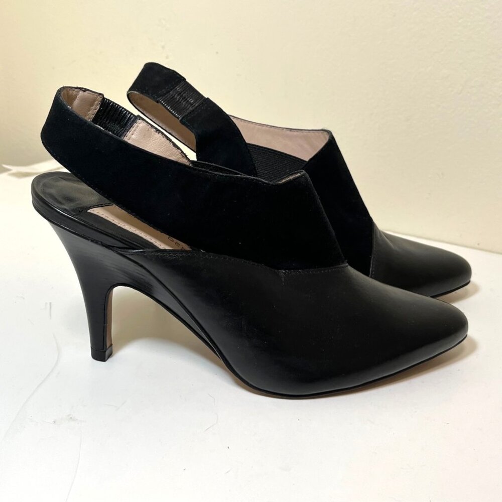 Derek Lam 10 Crosby Leather Suede Black Sling Back Heels 7.5 Women's Shoes